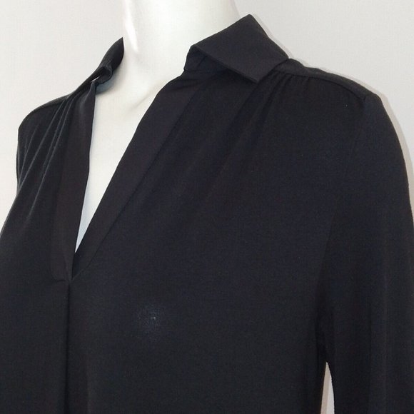 ME+EM Black Collar Dress UK 12 EU 40 Swing Shift Cotton Midi Casual Dress - Picture 8 of 9